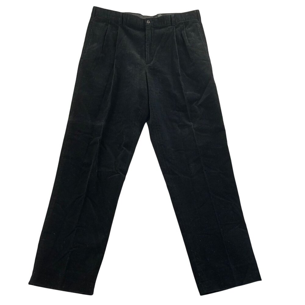Eddie Bauer Men's Pants 38x32 Black Corduroy Straight Leg Classic Casual
